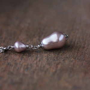 Lilac Pearl Pendant Cultured Freshwater Pearl Necklace Big Pearl Necklace Elegant Everyday Necklace Unique Lilac Pearl Jewelry Gift For Mom image 7