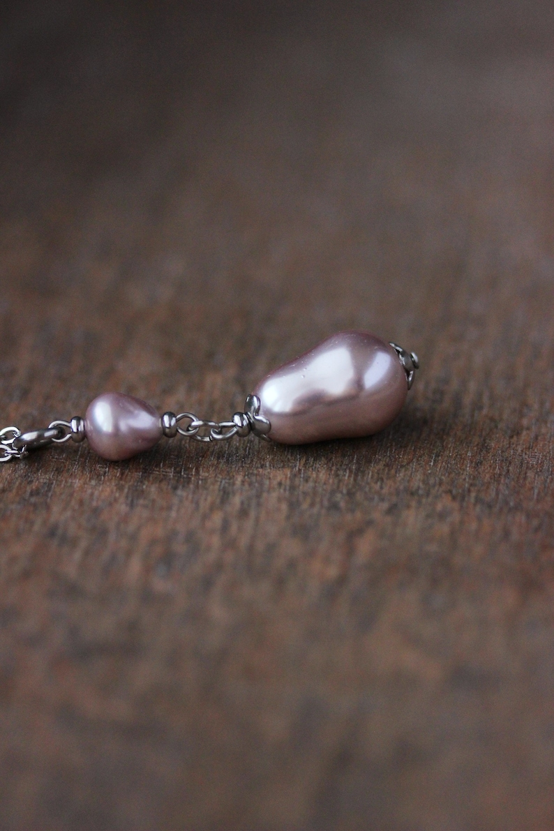 Lilac Pearl Pendant Cultured Freshwater Pearl Necklace Big Pearl Necklace Elegant Everyday Necklace Unique Lilac Pearl Jewelry Gift For Mom image 7