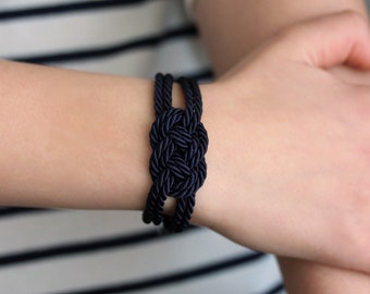 Dark Blue Bracelet Knot Blue Bracelet Rope Bracelet Cord Bracelet Rope Knot Jewelry Nuatical Bracelet  Blue Marine Bracelet Blue Jewelry