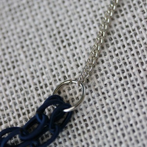 Chain Necklace Multistrand Blue Fabric Chain Necklace Silver Blue Necklace Multistrand Necklace Textile Chain Necklace Marine Sea Jewelry image 5