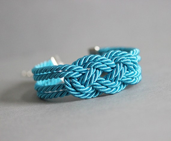 Turquoise Sailor Knot Bracelet, Rope Knot Bracelet, Blue Bracelet, Knot Bracelet, Nautical Bracelet, Blue Nautical Jewelry, Rope Bracelet