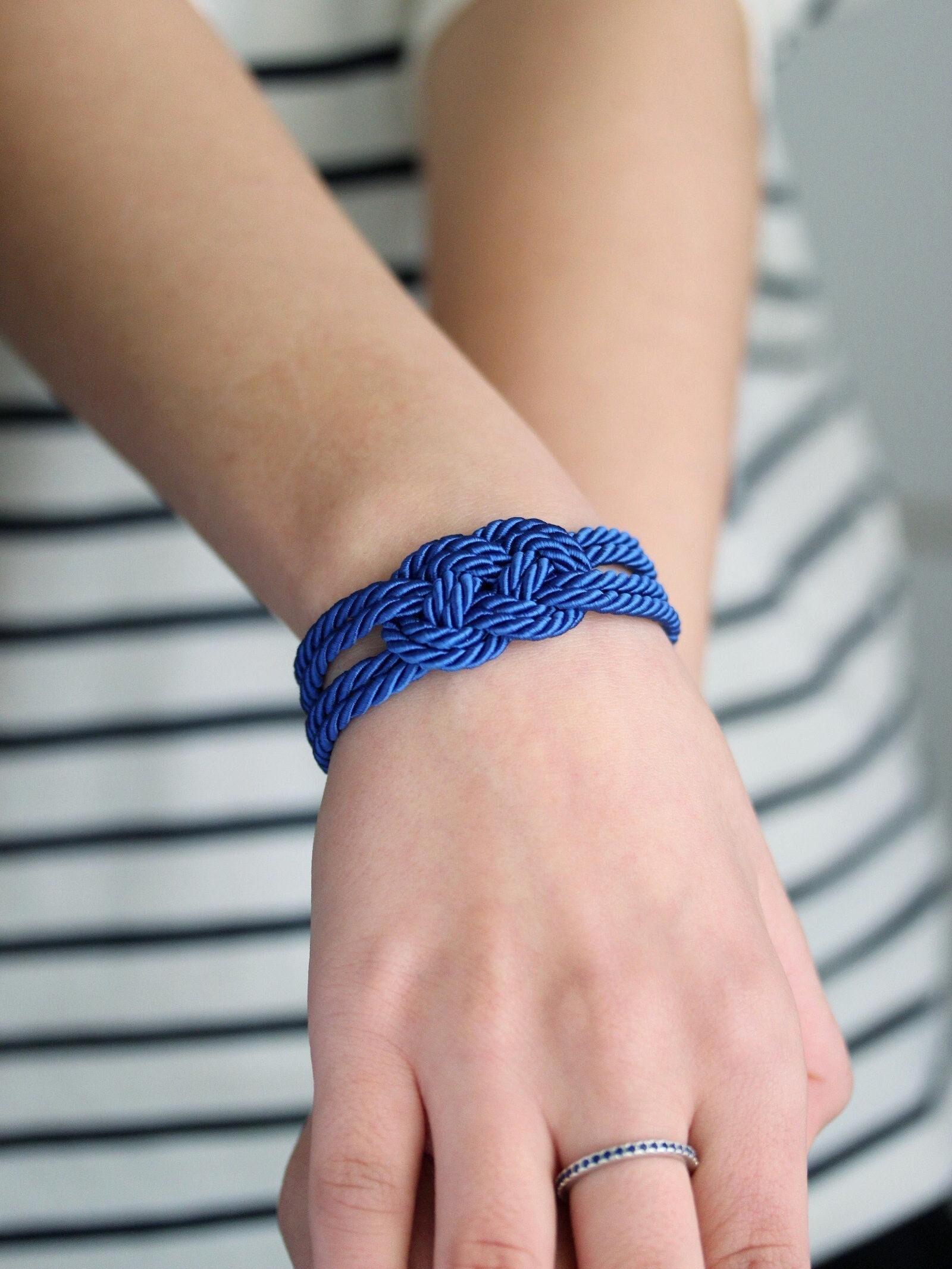 Blue Twisted Cord Bracelet Deep Blue Rope Knot Bracelet