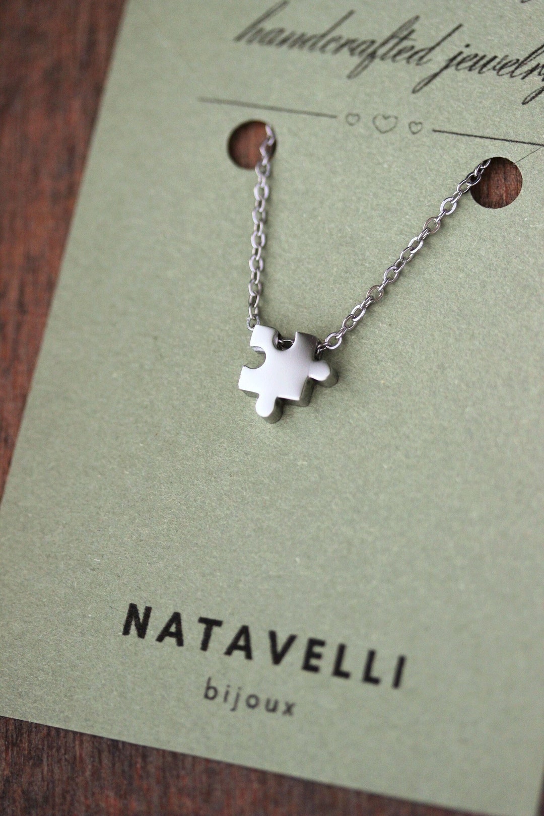 Steel Puzzle Piece Necklace Cute Silver Puzzle Pendant Minimalist