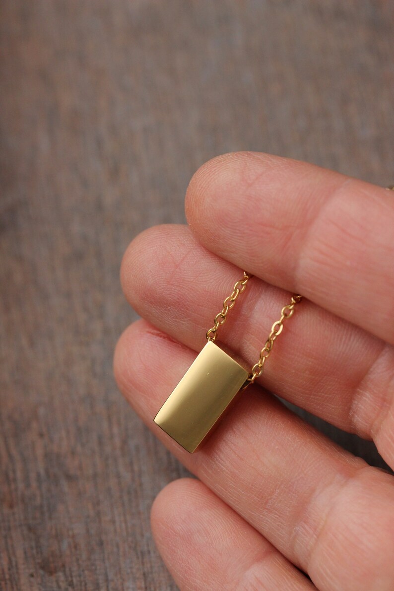 Minimalist Gold Tone 3D Rectangular Pendant Geometric - Etsy