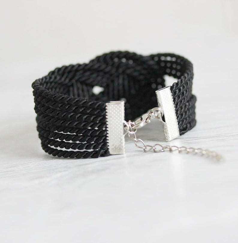 Bracelet noeud noir Bracelet noeud Bracelet corde Bracelet noeud marin noir Bracelet nautique noir Bracelet nautique Bijoux noeud nautique image 6