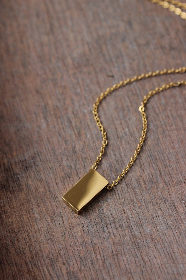 Minimalist Gold Tone 3D Rectangular Pendant Geometric - Etsy