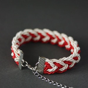 Braided Cord Bracelet Summer Red White Rope Bracelet Turks Head Knot Bracelet Sailor Beach Bracelet Rope Jewelry Unique Marine Bracelet Gift image 4