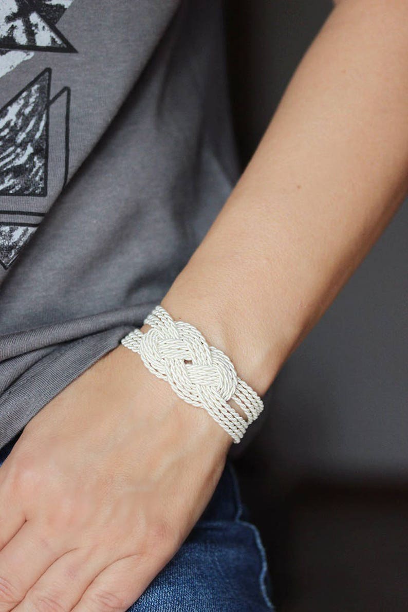 White Bracelet Rope Knot Bracelet Love Knot Bracelet Rope Etsy