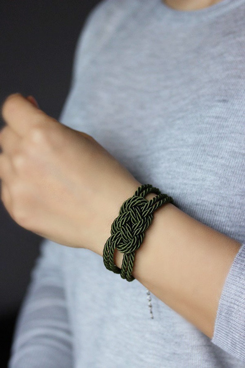 Green Bracelet Rope Knot Bracelet Green Rope Bracelet Sailor Etsy