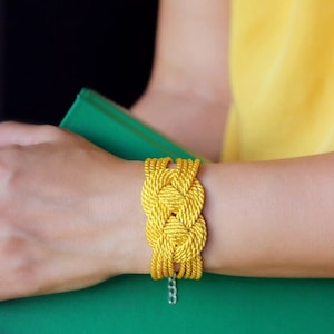 Bright Yellow Bracelet Rope Knot Bracelet Sailor Knot Bracelet Cord Bracelet Yellow Rope Jewelry Nautical Bracelet Women Summer Bracelet