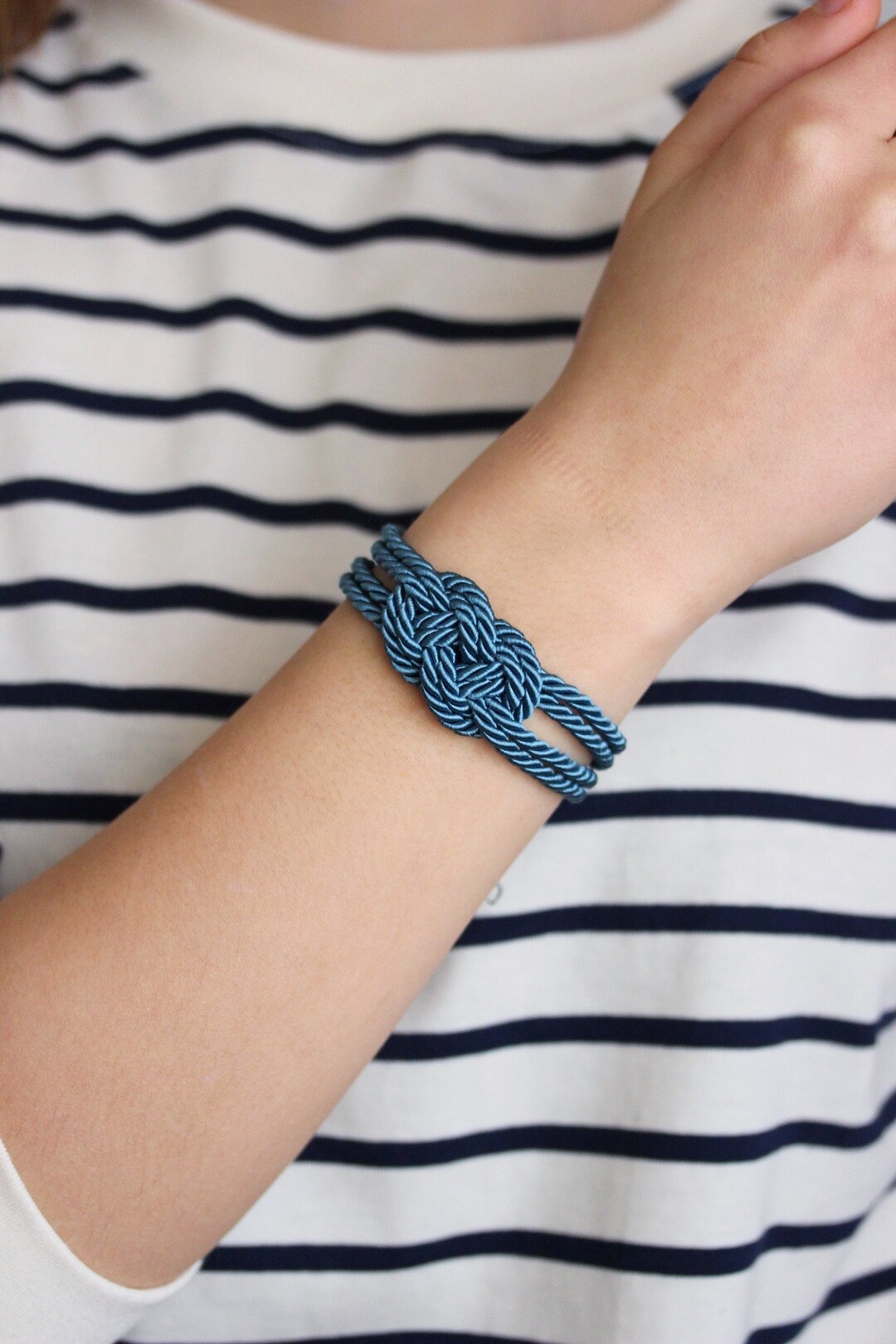 Blue Rope Knot Bracelet Nautical Infinity Knot Bracelet Rope Jewelry