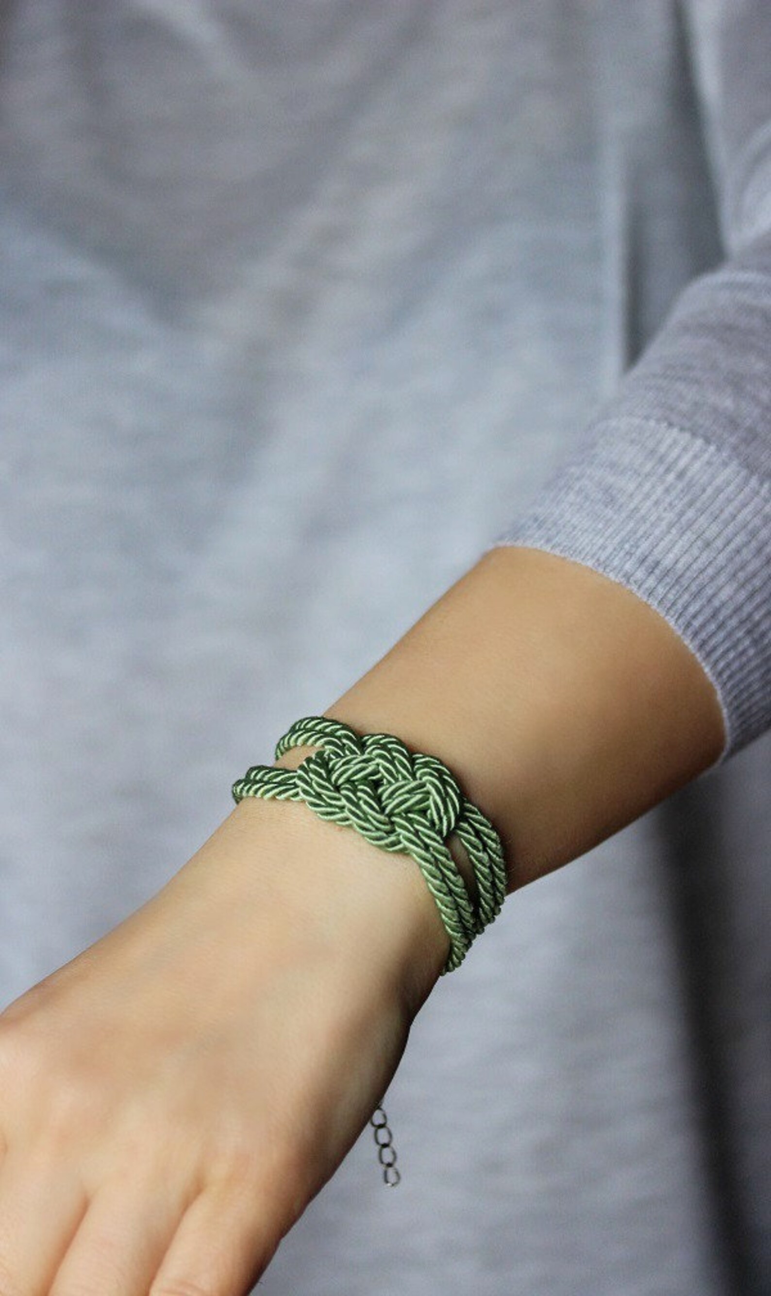 Green Bracelet Rope Knot Bracelet Green Rope Bracelet Sailor Etsy