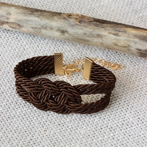 Dark Brown Bracelet Brown Rope Knot Bracelet Rope Bracelet Knot Cord Bracelet Nautical Sailor Knot Rope Jewelry Everyday Friendship Bracelet image 8