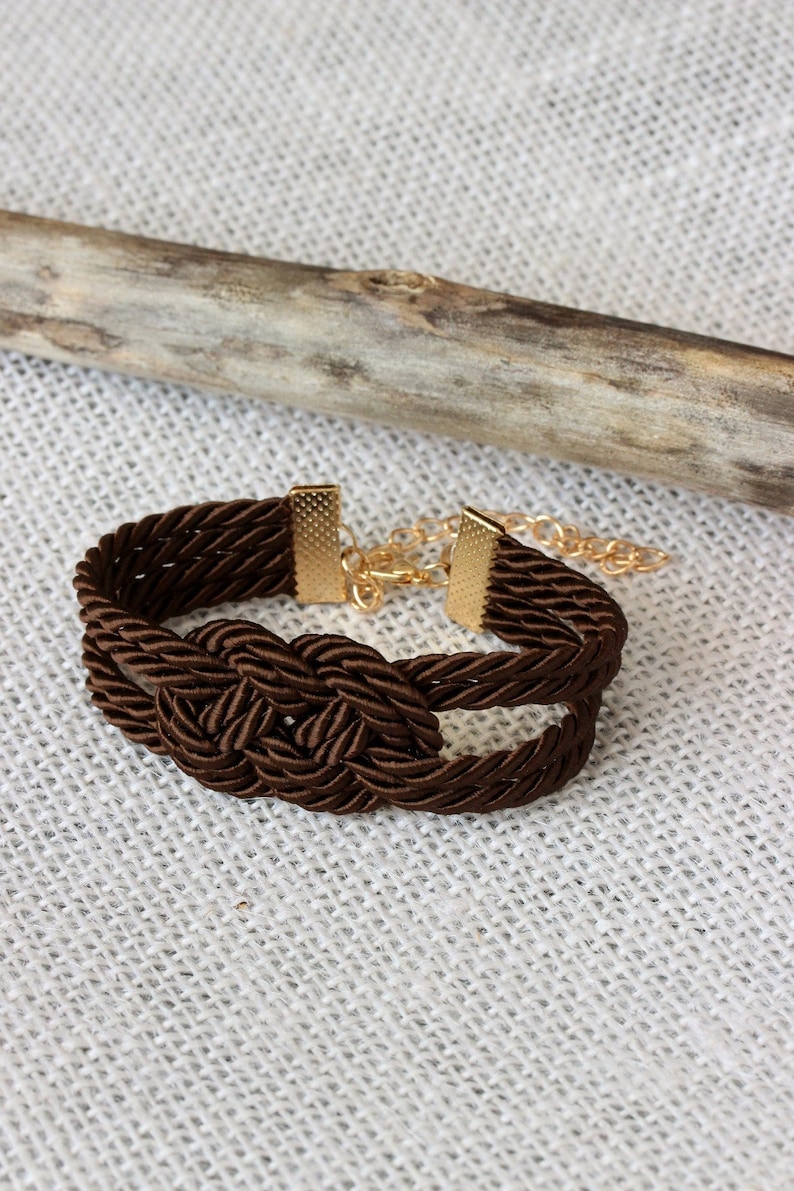 Dark Brown Bracelet Brown Rope Knot Bracelet Rope Bracelet Knot Cord Bracelet Nautical Sailor Knot Rope Jewelry Everyday Friendship Bracelet image 8