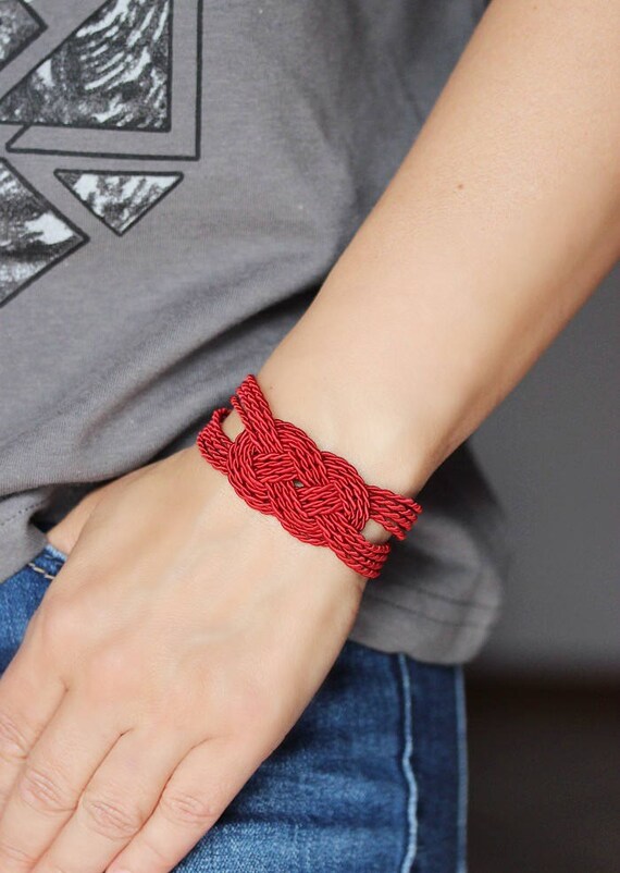 Trendy Knotted Bracelet Red Rope Bracelet Red Bracelet Rope Etsy 日本