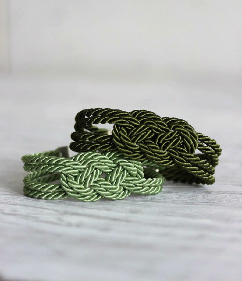 Green Bracelet Rope Knot Bracelet Green Rope Bracelet Sailor Etsy