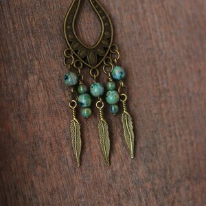 30's Brass Pendant Necklace with Blue and Green Accents main image 1
