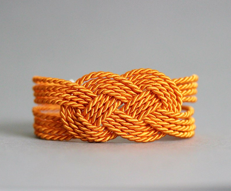 Orange Rope Bracelet Bright Sailor Knot Bracelet Nautical Etsy