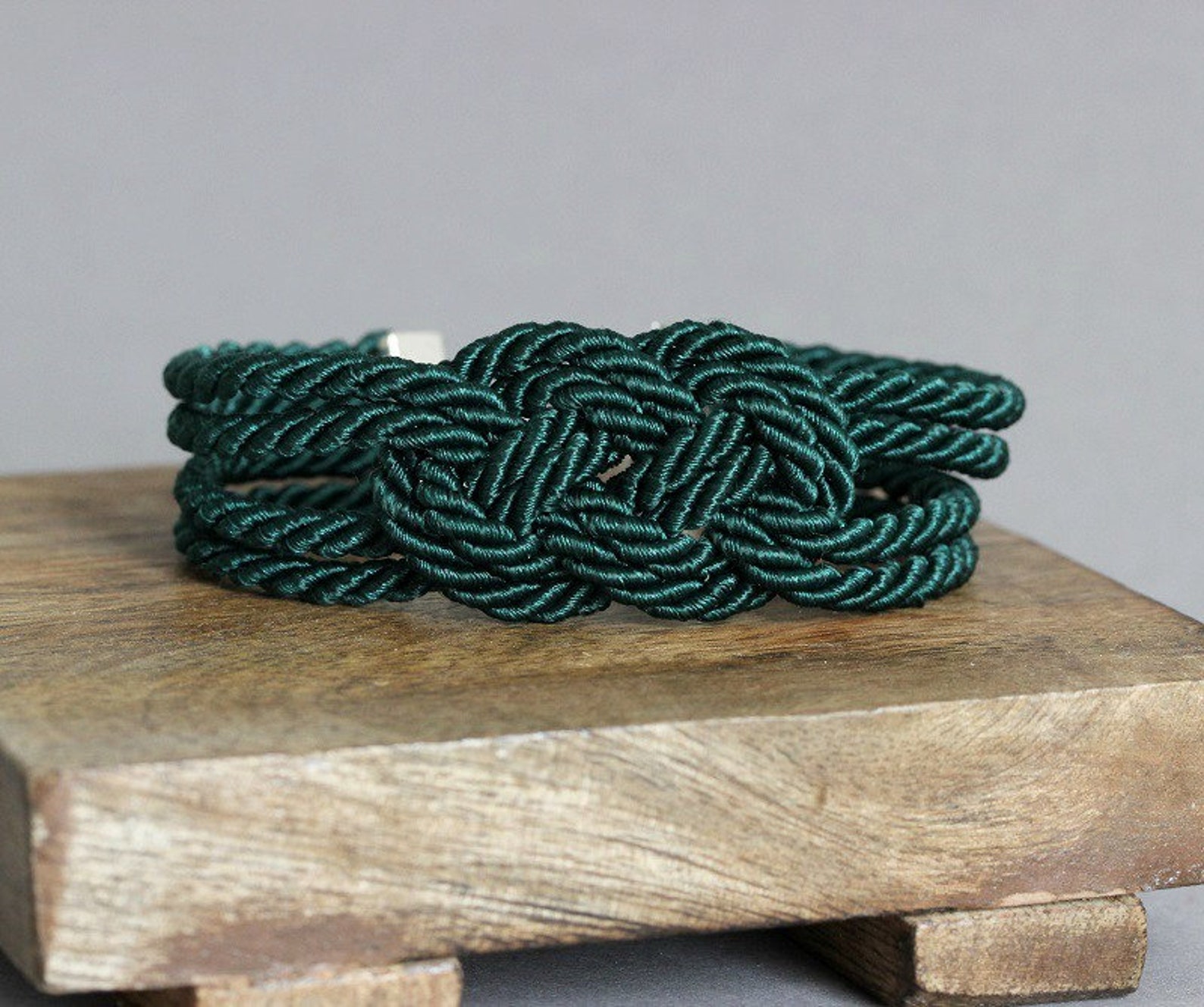 Dark Green Rope Bracelet Infinity Knot Bracelet Cord Bracelet Etsy