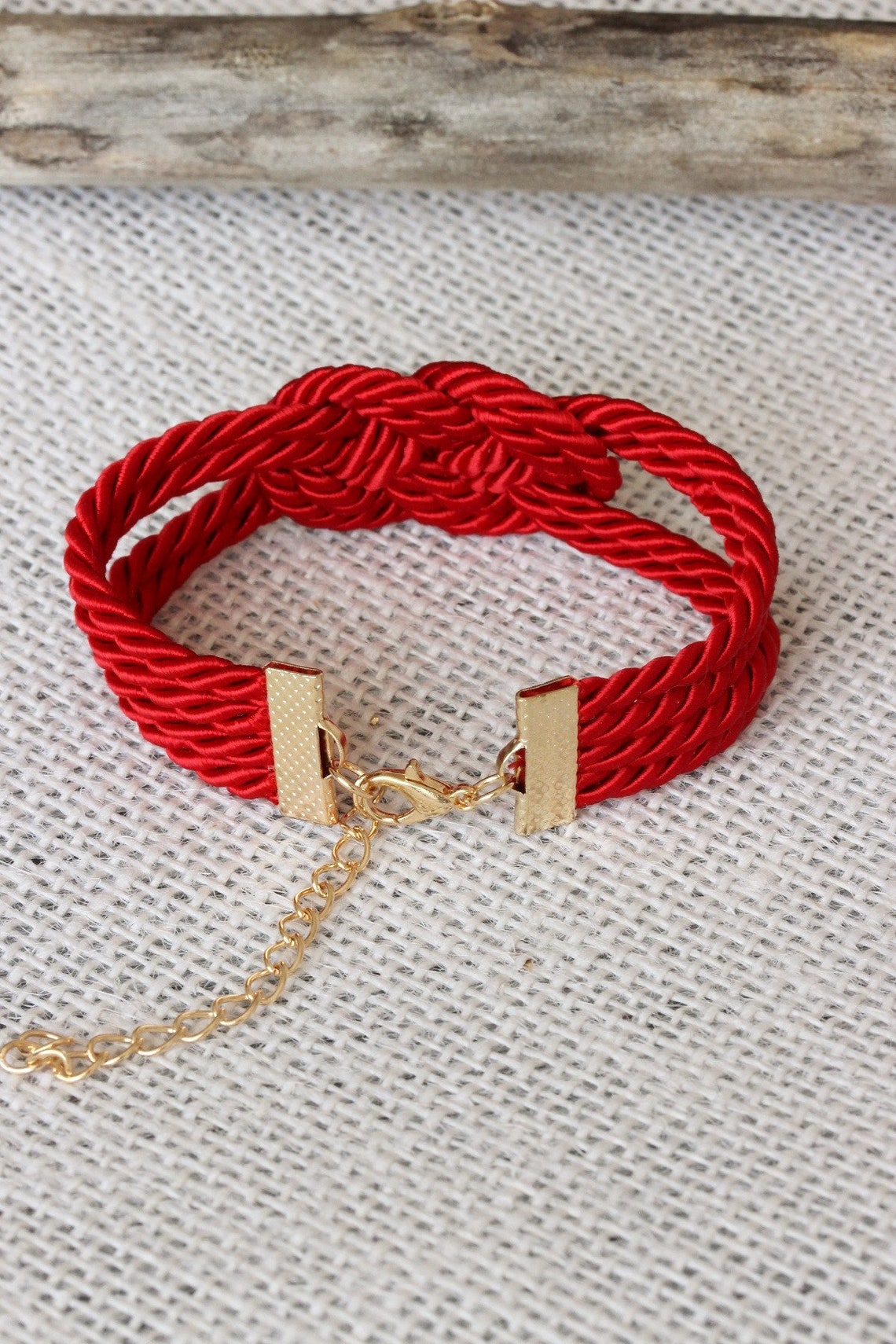 Red Bracelet Rope Knot Bracelet Red Rope Bracelet Sailor Knot Etsy