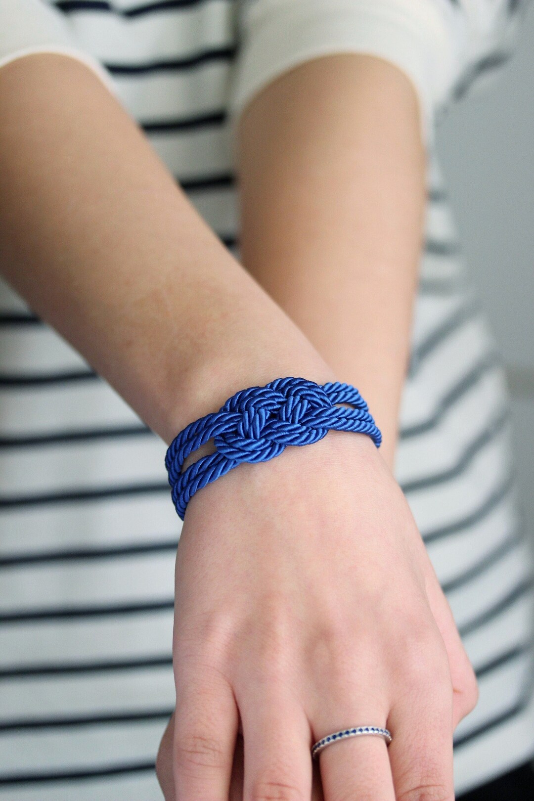 Blue Twisted Cord Bracelet Deep Blue Rope Knot Bracelet Everyday