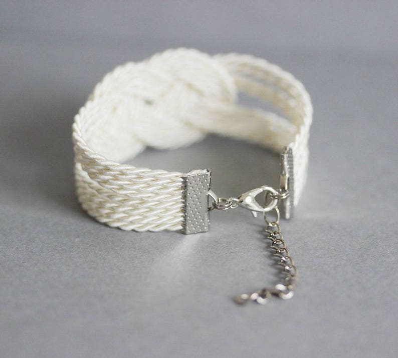 White Bracelet Rope Knot Bracelet Love Knot Bracelet Rope Etsy