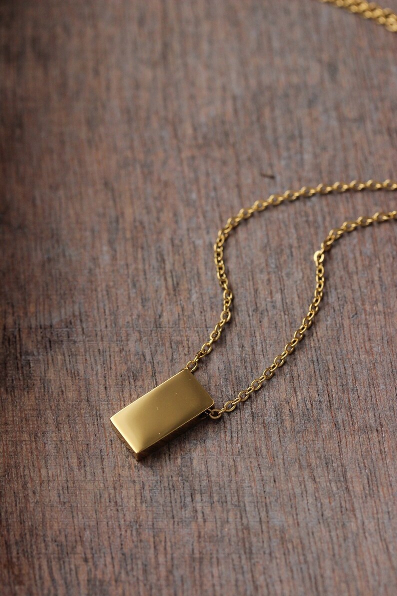 Minimalist Gold Tone 3D Rectangular Pendant Geometric - Etsy