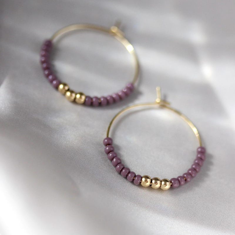 Purple&Gold Seq. Tassel Earring main image 0