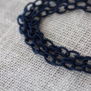 Chain Necklace Multistrand Blue Fabric Chain Necklace Silver Blue Necklace Multistrand Necklace Textile Chain Necklace Marine Sea Jewelry image 3