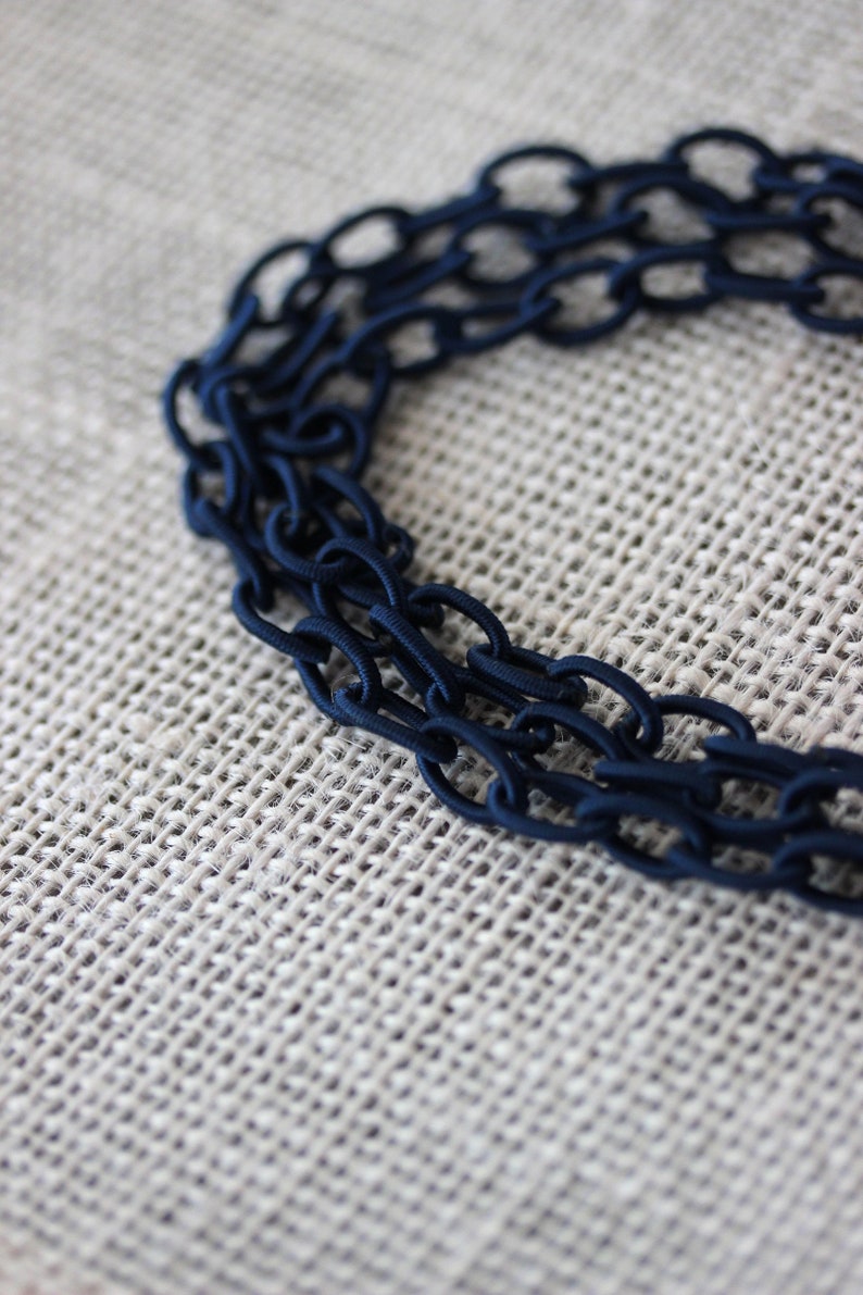 Chain Necklace Multistrand Blue Fabric Chain Necklace Silver Blue Necklace Multistrand Necklace Textile Chain Necklace Marine Sea Jewelry image 3