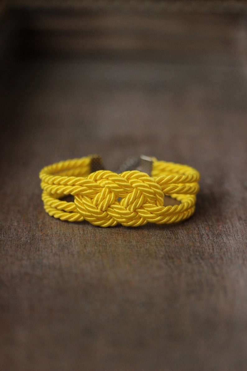 Bright Yellow Bracelet Yellow Rope Knot Bracelet Rope Bracelet Etsy