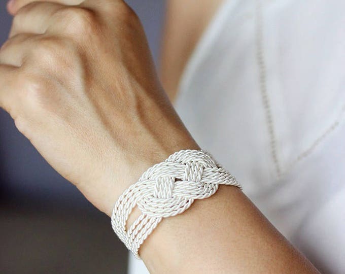 White Bracelet Rope Knot Bracelet Love Knot Bracelet Rope Etsy