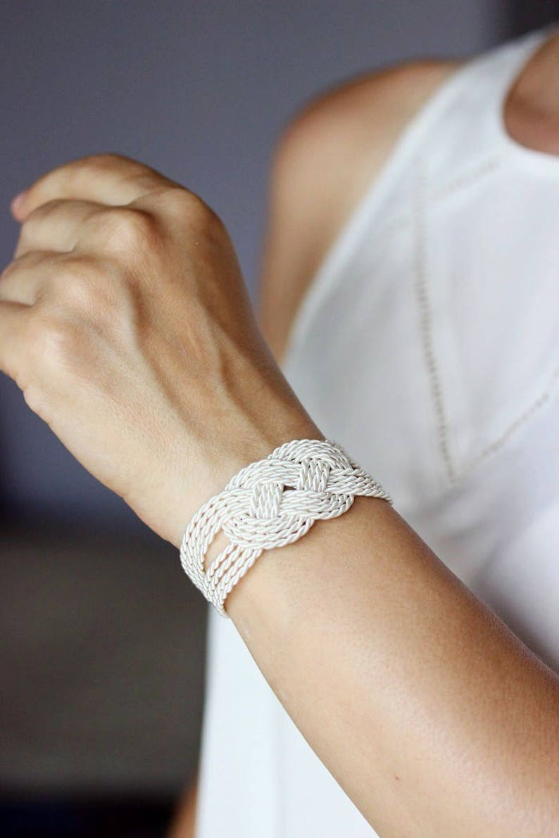 White Bracelet Rope Knot Bracelet Love Knot Bracelet Rope Etsy