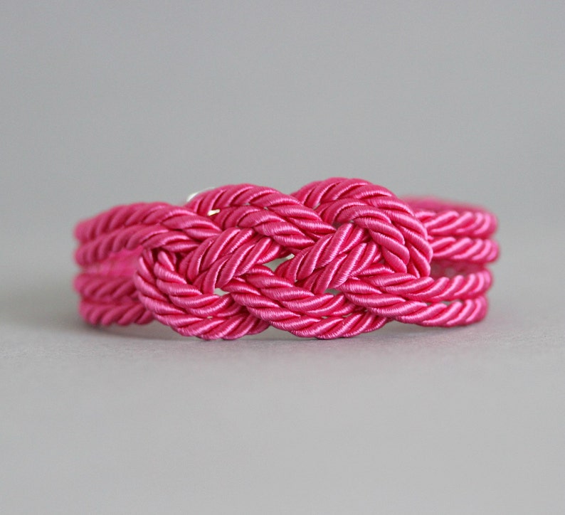Bright Pink Infinity Knot Bracelet Pink Rope Bracelet Nautical - Etsy