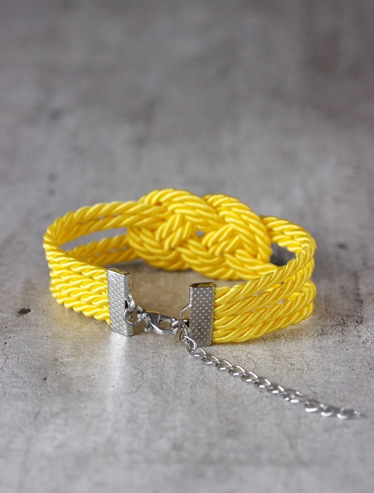 Bright Yellow Bracelet Yellow Rope Knot Bracelet Rope Bracelet - Etsy
