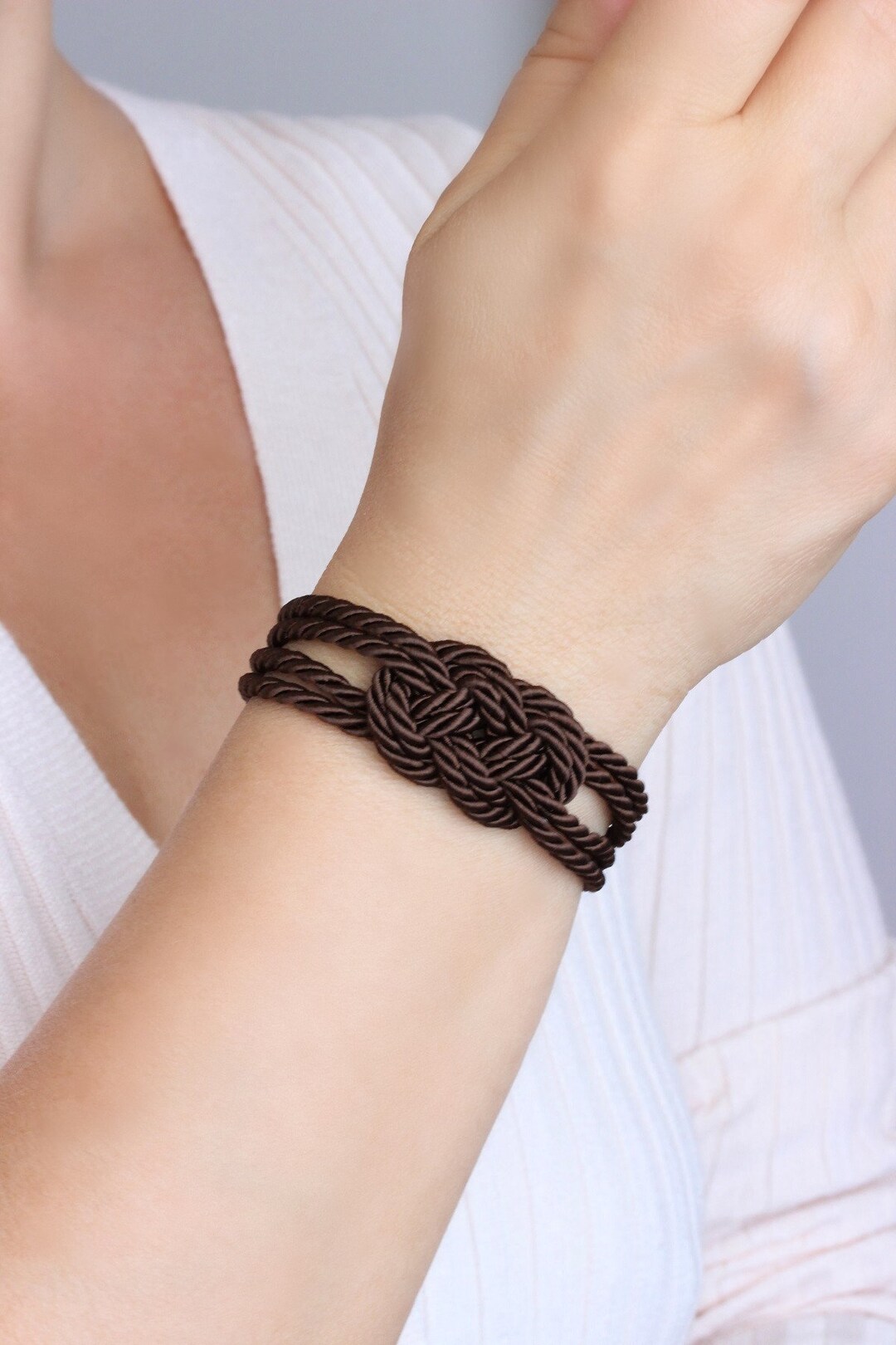 Dark Brown Bracelet Brown Rope Knot Bracelet Rope Bracelet Knot Cord Bracelet Nautical Sailor