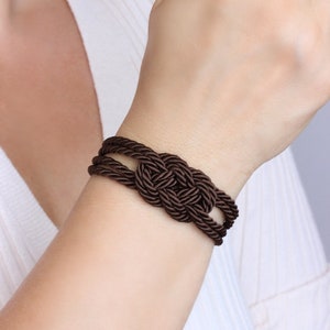 Dark Brown Bracelet Brown Rope Knot Bracelet Rope Bracelet Knot Cord Bracelet Nautical Sailor Knot Rope Jewelry Everyday Friendship Bracelet image 1