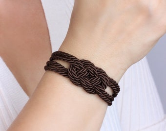 Dark Brown Bracelet Brown Rope Knot Bracelet Rope Bracelet Knot Cord Bracelet Nautical Sailor Knot Rope Jewelry Everyday Friendship Bracelet