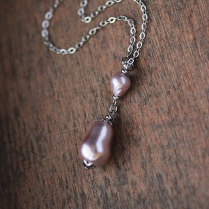 Lilac Pearl Pendant Cultured Freshwater Pearl Necklace Big Pearl Necklace Elegant Everyday Necklace Unique Lilac Pearl Jewelry Gift For Mom image 1