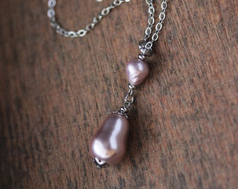 Lilac Pearl Pendant Cultured Freshwater Pearl Necklace Big Pearl Necklace Elegant Everyday Necklace Unique Lilac Pearl Jewelry Gift For Mom