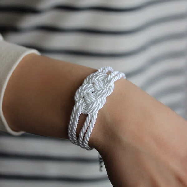 White Rope Knote Bracelet Sailor Knot Bracelet White Rope Jewelry Knot Bracelet Knot Rope Bracelet Nautical Bracelet Rope Bracelet White