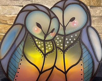 Cuddling Owls Winter Luminary
