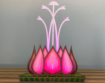 Luminaire lotus, rivières de lumière