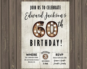 Rustic Wood Birthday Invitation: Milestone Celebration (DIY or Printed)