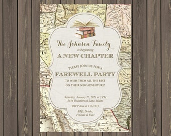 Invitación a la fiesta de despedida de New Chapter: Fondo de mapa (imprimible)