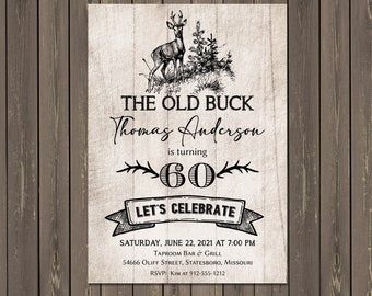 Boy Invitation Old Buck Deer Camo Outdoors Birthday Party Can ...