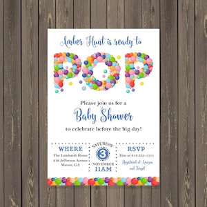 Ready to Pop Baby Shower Invitation, About to Pop Shower Invite, Bubbles Baby Shower Invitation, Gender Neutral, Printable or Printed