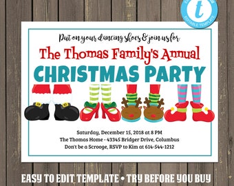 funny christmas party invitations etsy