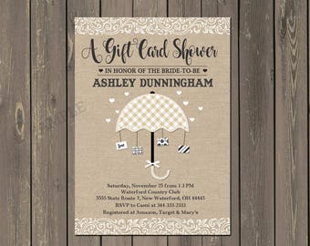 gift card shower etsy gift card invitations