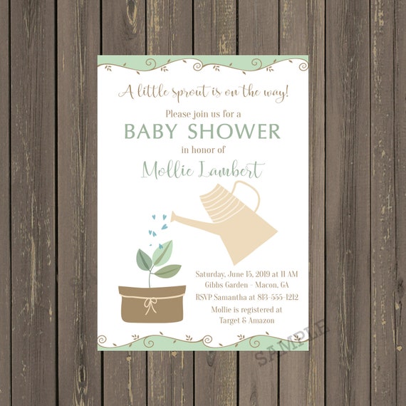 Little Sprout Baby Shower Invitation, Gardening Baby Shower Invitations, Garden Baby Shower Invitation, Gender Neutral, Printable or Printed Il_570xn